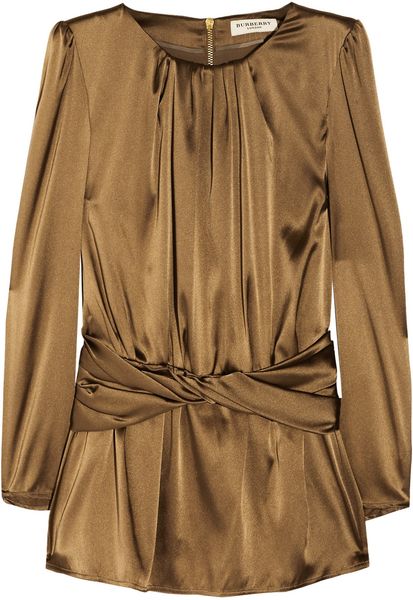Burberry Stretch Silk Satin Top in Brown (mocha) - Lyst