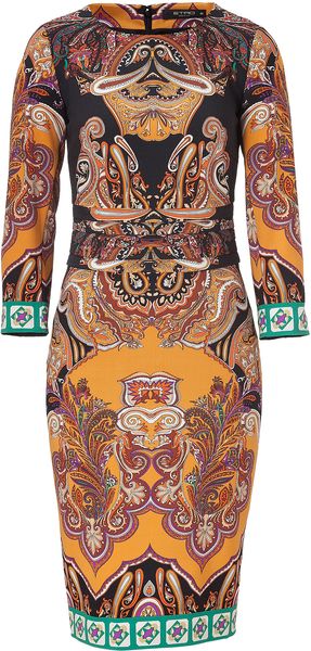 Etro Blacksunflowermulti Wool Dress - Lyst
