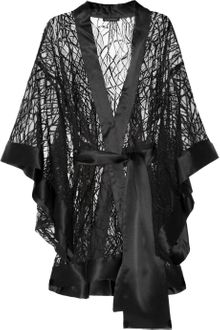 Kiki De Montparnasse Amour Satintrimmed Chantilly Lace Kimono - Lyst