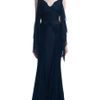 Zac Posen Flutter Sleeve Evening Gown in Blue (midnight) - Lyst