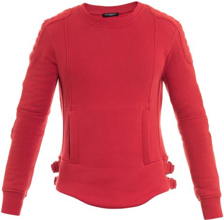 Balmain Biker Quilteddetail Sweat Top in Red for Men - Lyst