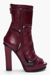 Versus  Burgundy Paneled Leather Ankle Boots