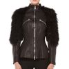 Alexander Mcqueen Fur Sleeves Biker Jacket in Black - Lyst