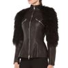 Alexander Mcqueen Fur Sleeves Biker Jacket in Black - Lyst