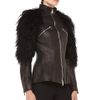 Alexander Mcqueen Fur Sleeves Biker Jacket in Black - Lyst