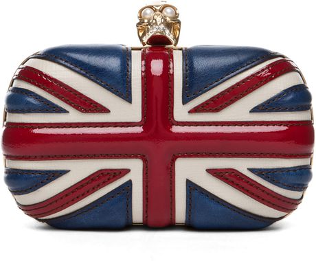 Alexander Mcqueen Britannia Skull Box Clutch  in Red (classic) - Lyst