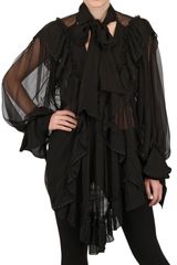 John Galliano Ruffled Silk Chiffon Shirt