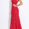 Marchesa Bateau Neck Lace Gown in Purple - Lyst