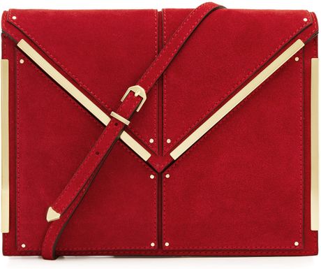 Reiss Metal Bar Trim Clutch in Red - Lyst