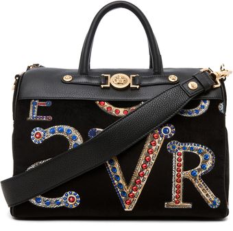 Versace Mono Velvet Handbag in Black - Lyst