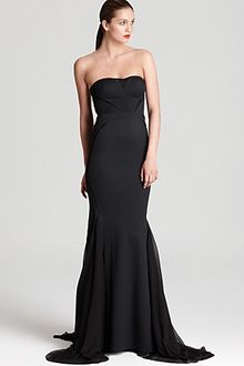 Zac Posen Strapless Gown with Pleated Skirt - Lyst