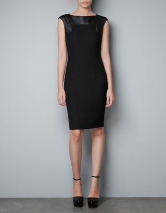 Zara Dress with Faux Leather Appliqué - Lyst