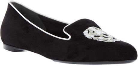 Alexander Mcqueen Skull Print Slipper in Black - Lyst