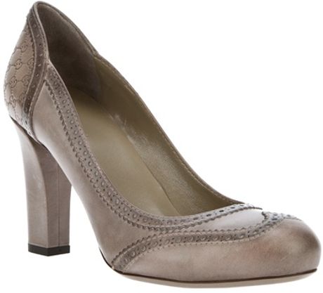 Gucci Broque Pump in Gray (grey) - Lyst
