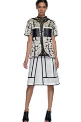 Proenza Schouler Ss White Combo Short Sleeve Pullover