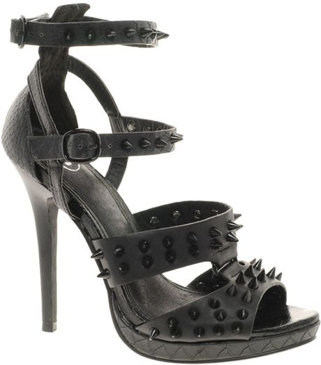 black studded sandals heels