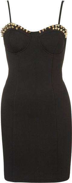 Topshop Stud Bust Dress By Rare in Black - Lyst