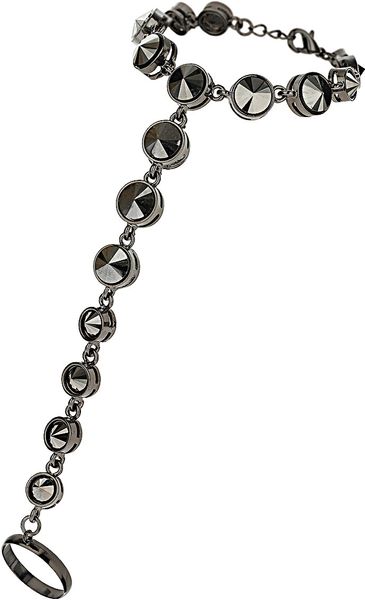 Topshop Haematite Stone Handchain in Gray (grey) - Lyst