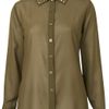 Topshop Stud Blouse By Rare in Green (khaki) - Lyst