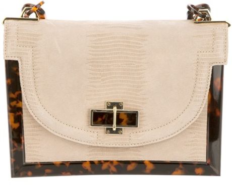 Tory Burch Tortoise Print Base Bag in Beige (sandy) - Lyst