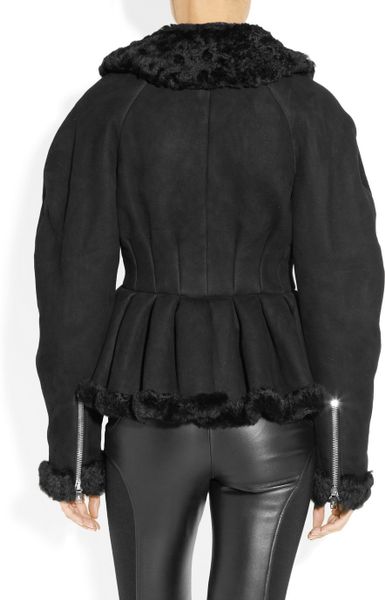 Alexander Mcqueen Hooded Shearling Jacket in Black | Lyst