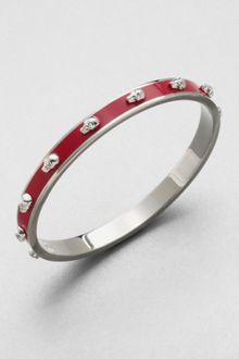 Alexander McQueen Enamel Accented Skull Bangle Bracelet - Lyst