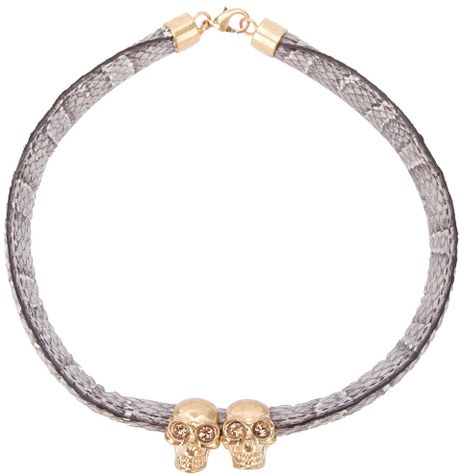 Alexander Mcqueen Wrap Bracelet in Gray (grey) - Lyst