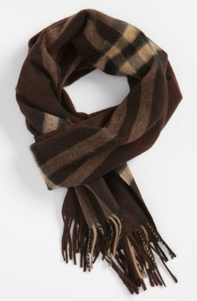 Burberry Giant Check Cashmere Scarf in Brown for Men (dark chestnut brown) | Lyst