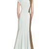 Carolina Herrera Ss Baroque Lamé Jacquard Gown with Silk Faille Paneling in White (gold/ivory) - Lyst