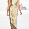 Carolina Herrera Ss Baroque Lamé Jacquard Gown with Silk Faille Paneling in White (gold/ivory) - Lyst