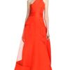Carolina Herrera Organic Gazaar One Shoulder Gown with Tulle Detailing in Red (reef red) - Lyst