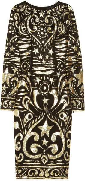 Emilio Pucci Silkblend Georgette and Lamé Brocade Dress in Gold (black) - Lyst