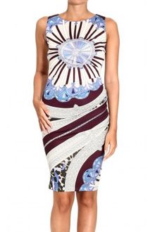 Emilio Pucci 34 Sleeve V Neck Jersey Arcade Print Dress - Lyst