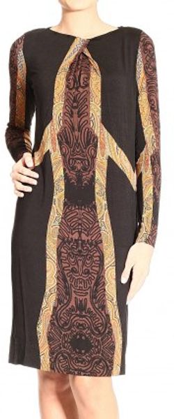 Etro Long Sleeve Round Neck Jersey Print Dress - Lyst
