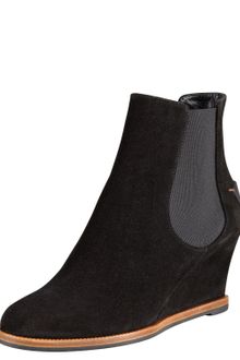 Fendi Cathy Suede Logoback Wedge Ankle Boot - Lyst
