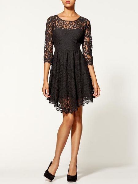 Free People Floral Mesh Lace Dress In Black 