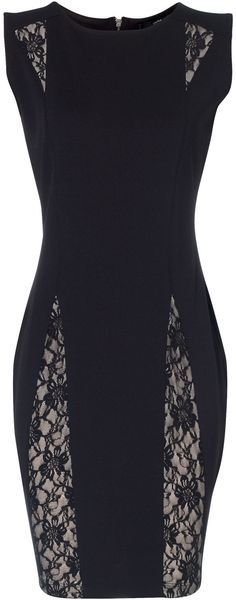 Jane Norman Black Lace Panel Dress - Lyst