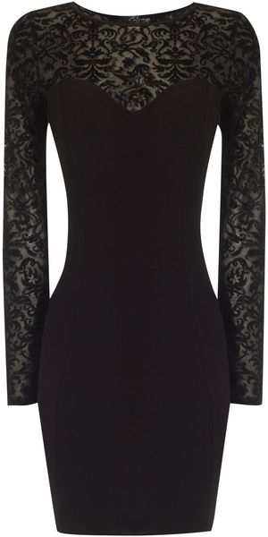 Jane Norman Flock Long Sleeve Dress - Lyst