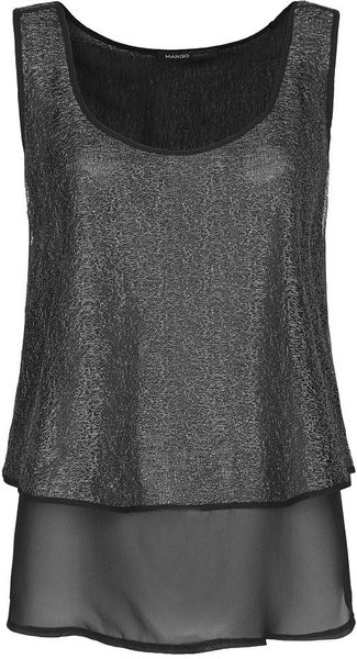 Mango Sheer Under Layer Lurex Top - Lyst