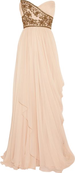 Marchesa Embellished Silkchiffon Strapless Gown - Lyst