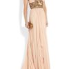 Marchesa Embellished Silkchiffon Strapless Gown in Pink (blush) - Lyst