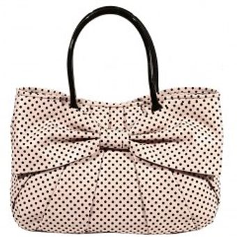 RED Valentino Leather Polka Dot Flocking Print Bow Tote Bag - Lyst