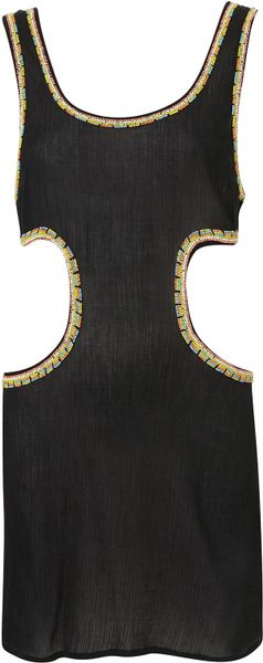 Topshop Black Native Bead Cover Up in Black - Lyst
