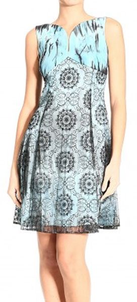Versus  Braces V Neck Jersey Double Lace Print Dress - Lyst