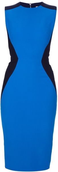 Victoria Beckham Hourglass Detail Dress in Blue (black) - Lyst