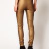 Asos Collection Asos Skinny Pants in Pu with Panel Detail in Gold - Lyst