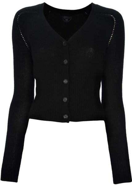 Burberry Prorsum Button Down Cardigan in Black - Lyst
