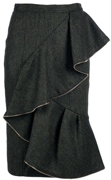 Burberry Prorsum Ruffle Skirt in Green - Lyst