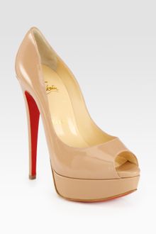 Christian Louboutin Lady Peep Patent Leather Pumps - Lyst