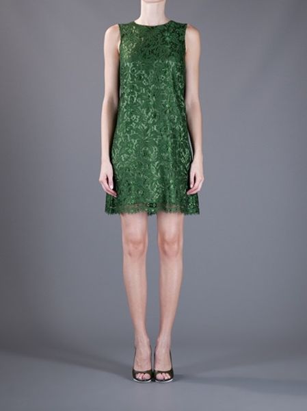 dolce gabbana green lace dress